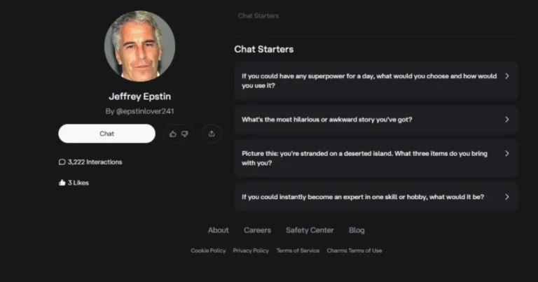 Nearly Dozen AI Chatbots Pretend to Be Jeffrey Epstein on Popular Platform