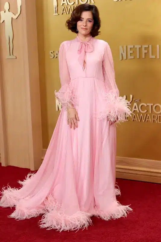 Parker Posey Stuns in Feathered Pink Gucci Gown at 2026 Actor Awards Parker Posey Stuns in Feathered Pink Gucci Gown at 2026 Actor Awards