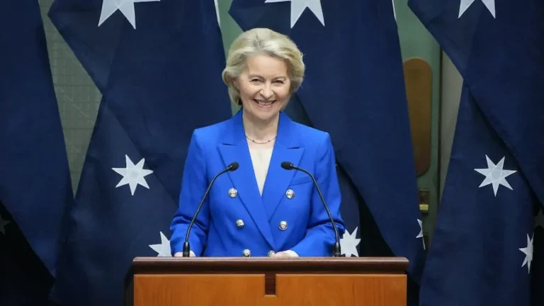 Von der Leyen Warns of ‘Upside Down’ World in Australian Parliament Speech